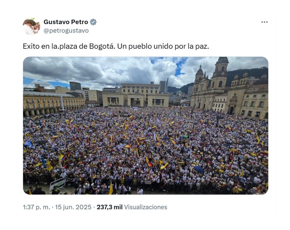 Con este mensaje en X, uno más en los varios que publicó, el presidente Gustavo Petro sacó pecho por la manera en que se desarrolló la Marcha del Silencio - crédito @petrogustavo/X