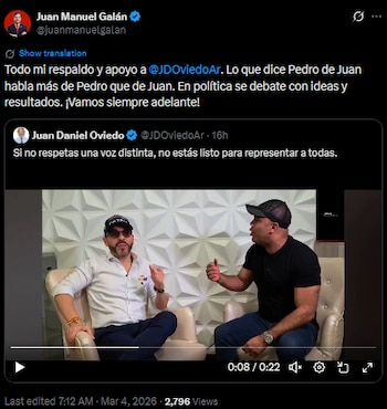 Juan Manuel Galán respalda a