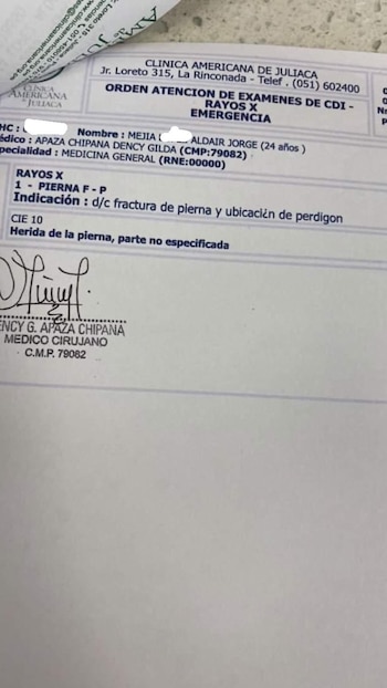 Parte médico de periodista
Foto: