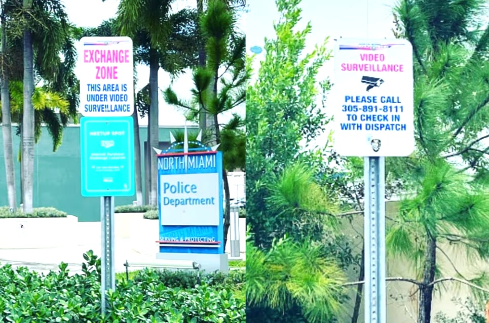 El listado de Safe Haven Locations publicado por la Oficina del Sheriff identifica ubicaciones y horarios para crear zonas seguras de intercambio en Miami-Dade (Facebook North Miami PD)