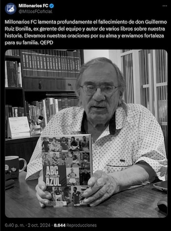 Millonarios expresó sus condolencias por