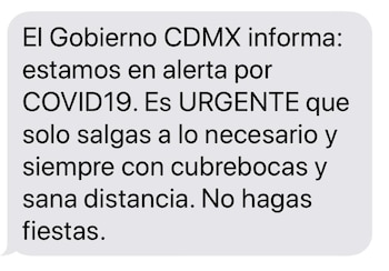 El mensaje SMS del gobierno
