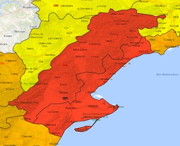 Mapa de alertas de la