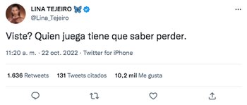 Mensaje de Lina Tejeiro que