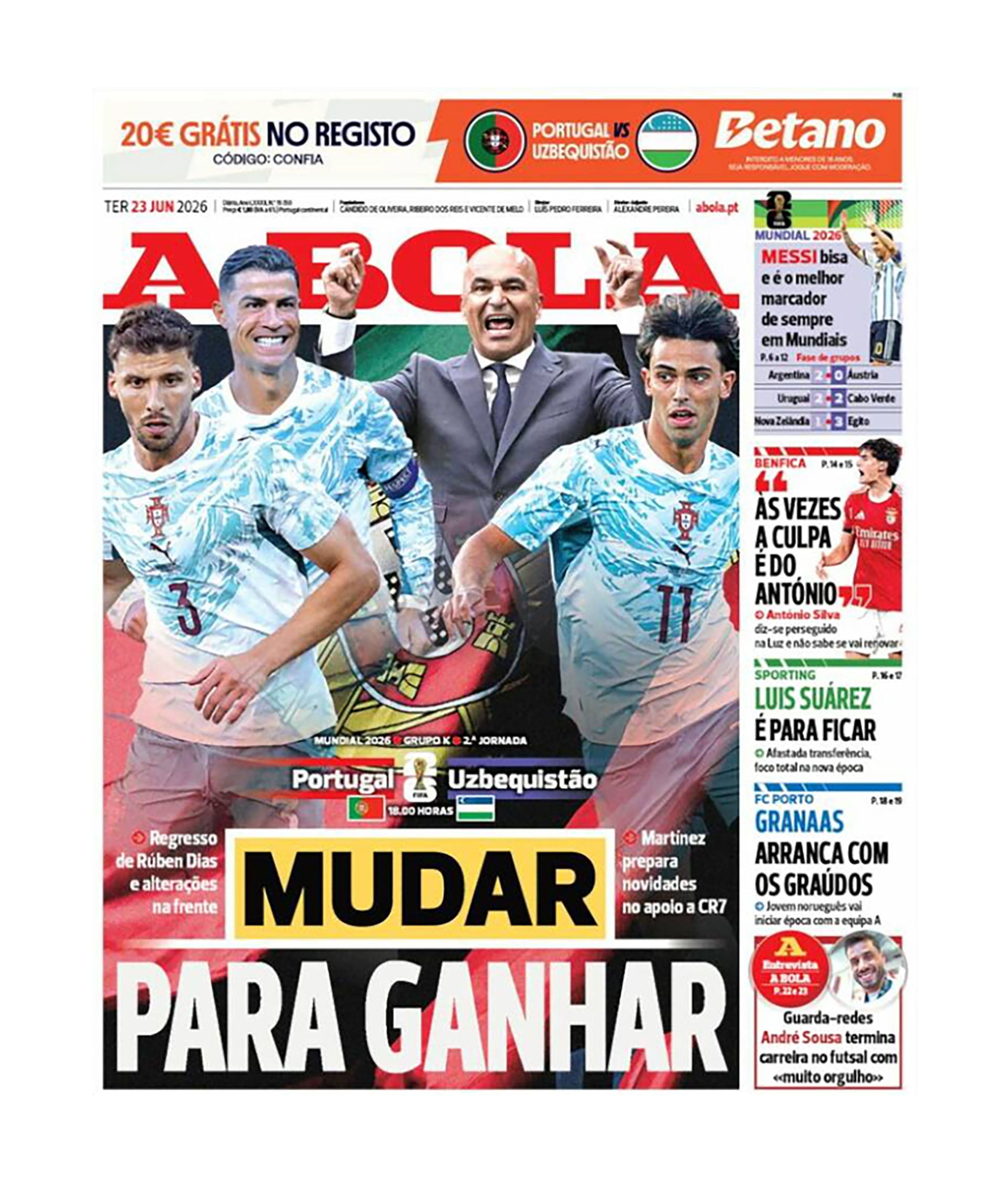 La portada de A Bola (Portugal)