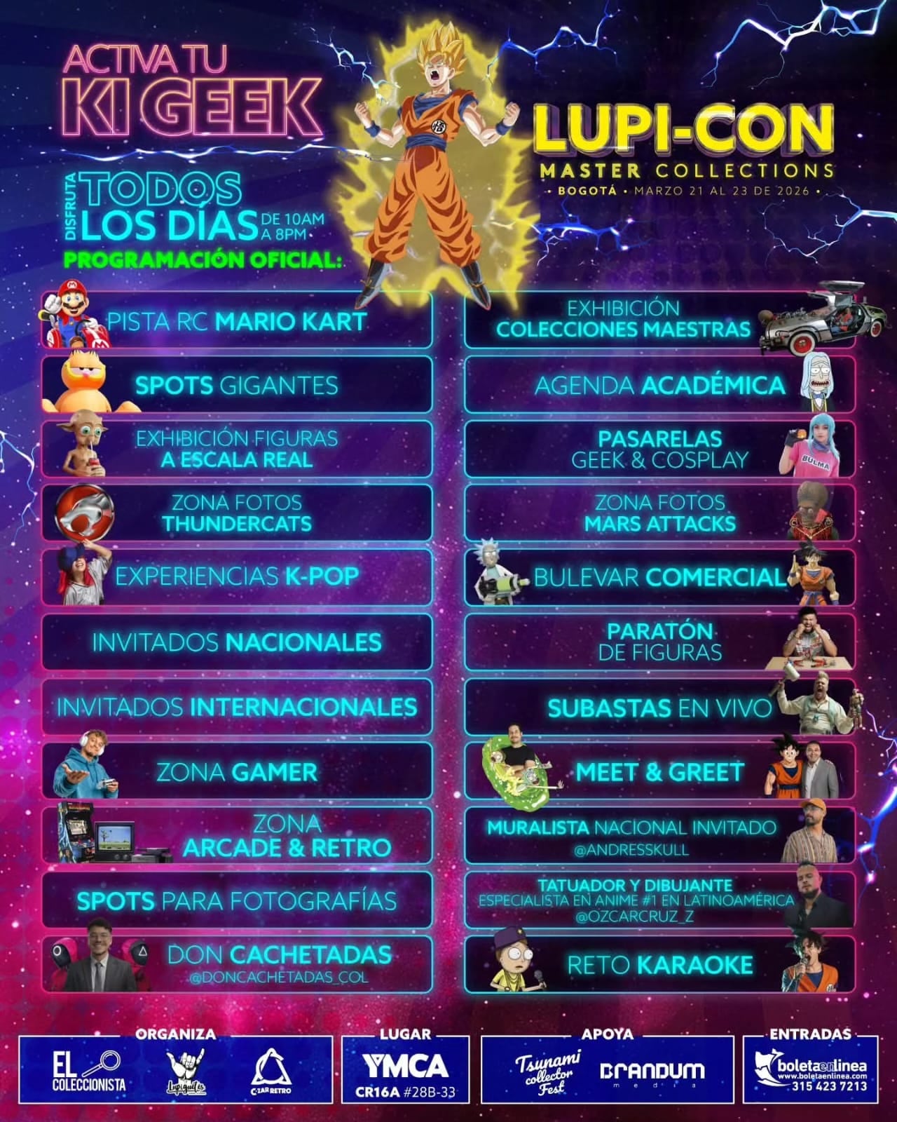 Los asistentes podrán interactuar con invitados como Mario Castañeda y David Angelo Román, quienes participarán en firmas y presentaciones, consolidando el espacio como referente para la cultura pop colombiana - crédito Lupin-Con