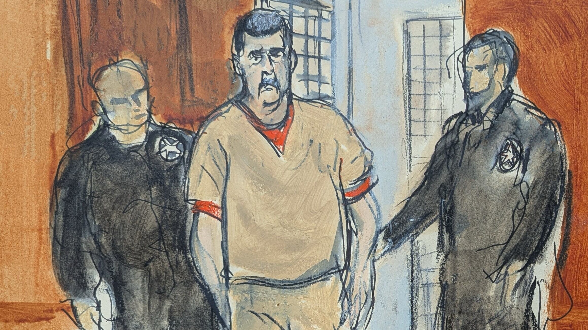 Bosquejo de artista que ilustra a Nicolás Maduro en el tribunal de Nueva York, el 26 de marzo del 2026. (Elizabeth Williams via AP)