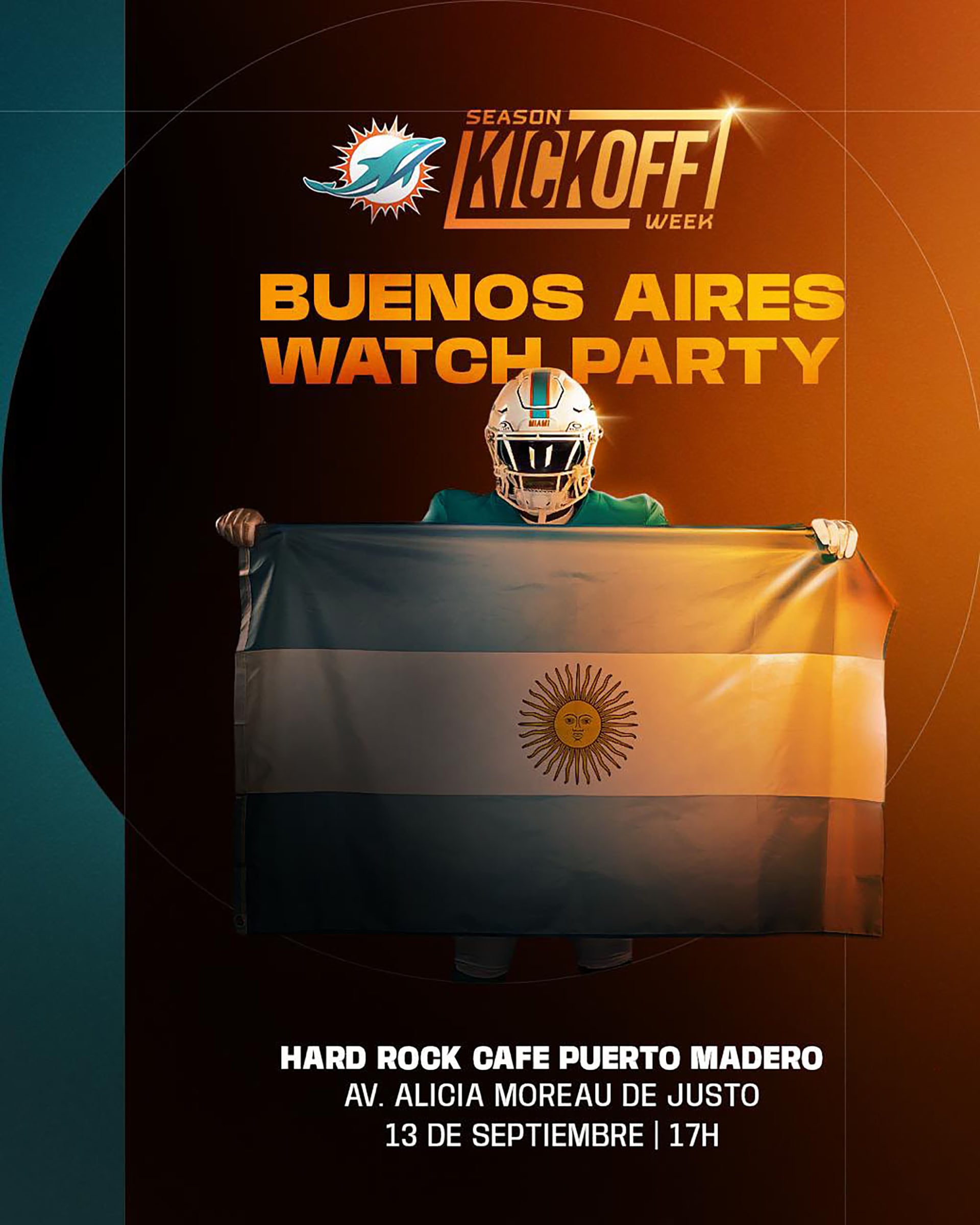 El primer evento será una Watch Party de los Miami Dolphins