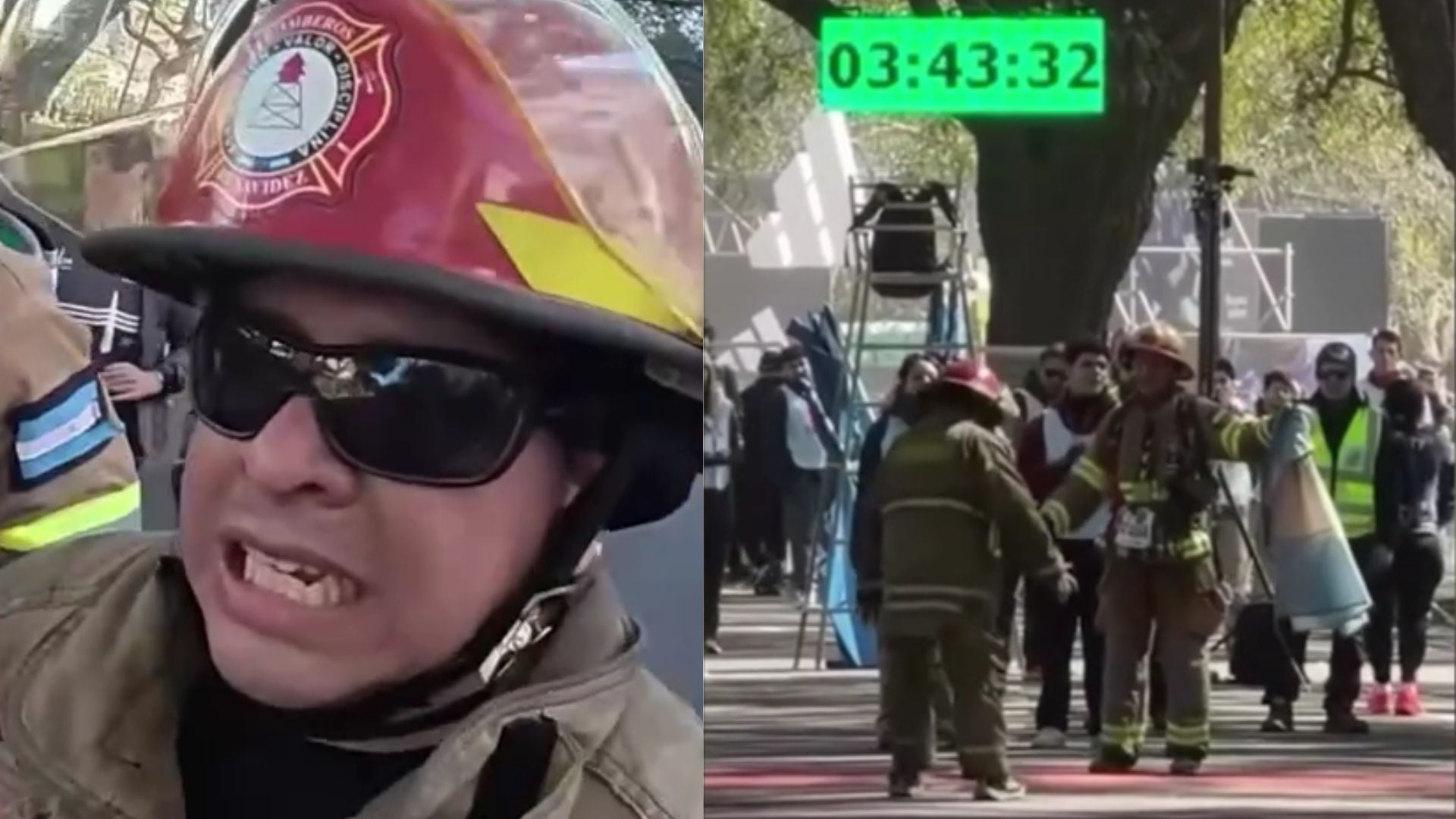Nicolás Arce, bombero voluntario de Benavídez, corrió la Media Maratón de Buenos Aires con 25 kilos de equipamiento (Infobae en Vivo)