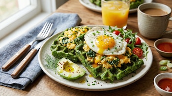 Receta de wafles de espinaca y huevo: ideales para un desayuno saciador y saludable