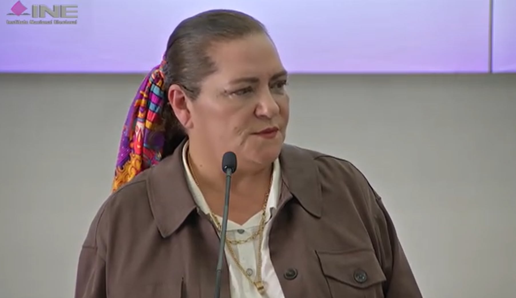 Taddei Zavala ante los medios de comunicación, este martes. (X: @INEMexico)