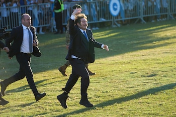 Javier Milei durante un acto en San Lorenzo, Santa Fe, en febrero. Foto: AP