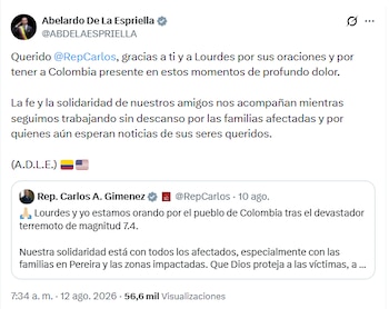 El presidente de la República además dijo que seguimos trabajando sin descanso por quienes aún esperan noticias de sus seres queridos - crédito @ABDELAESPRIELLA/X