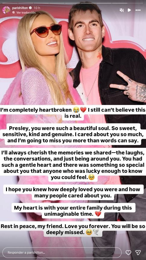 Paris Hilton compartió una fotografía junto a Presley Gerber acompañada de un emotivo homenaje
(Instagram/Paris Hilton)