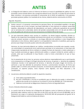 La convocatoria del Ministerio de