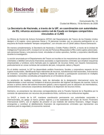Comunicado de la Secretaría de