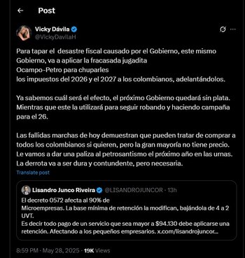 Vicky Dávila lanzó fuertes críticas