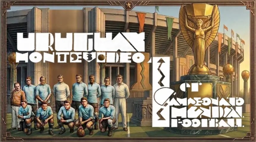 La tipografía creada para el Mundial de 1930 se convirtió en uno de los legados visuales más reconocibles de aquel torneo fundacional (Recreación digital: Gemini)