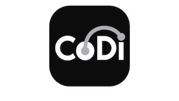 Logo de CoDi sobre fondo blanco. Consiste en un cuadrado negro redondeado con las letras "CoDi" en blanco y un gráfico gris que une la "o" y la "i"