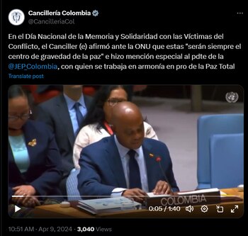 Canciller colombiano condenó cualquier ataque