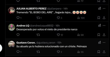 Fueron varios comentarios en los que Uribe Turbay fue catalogado como "el bobo del aire" - crédito X