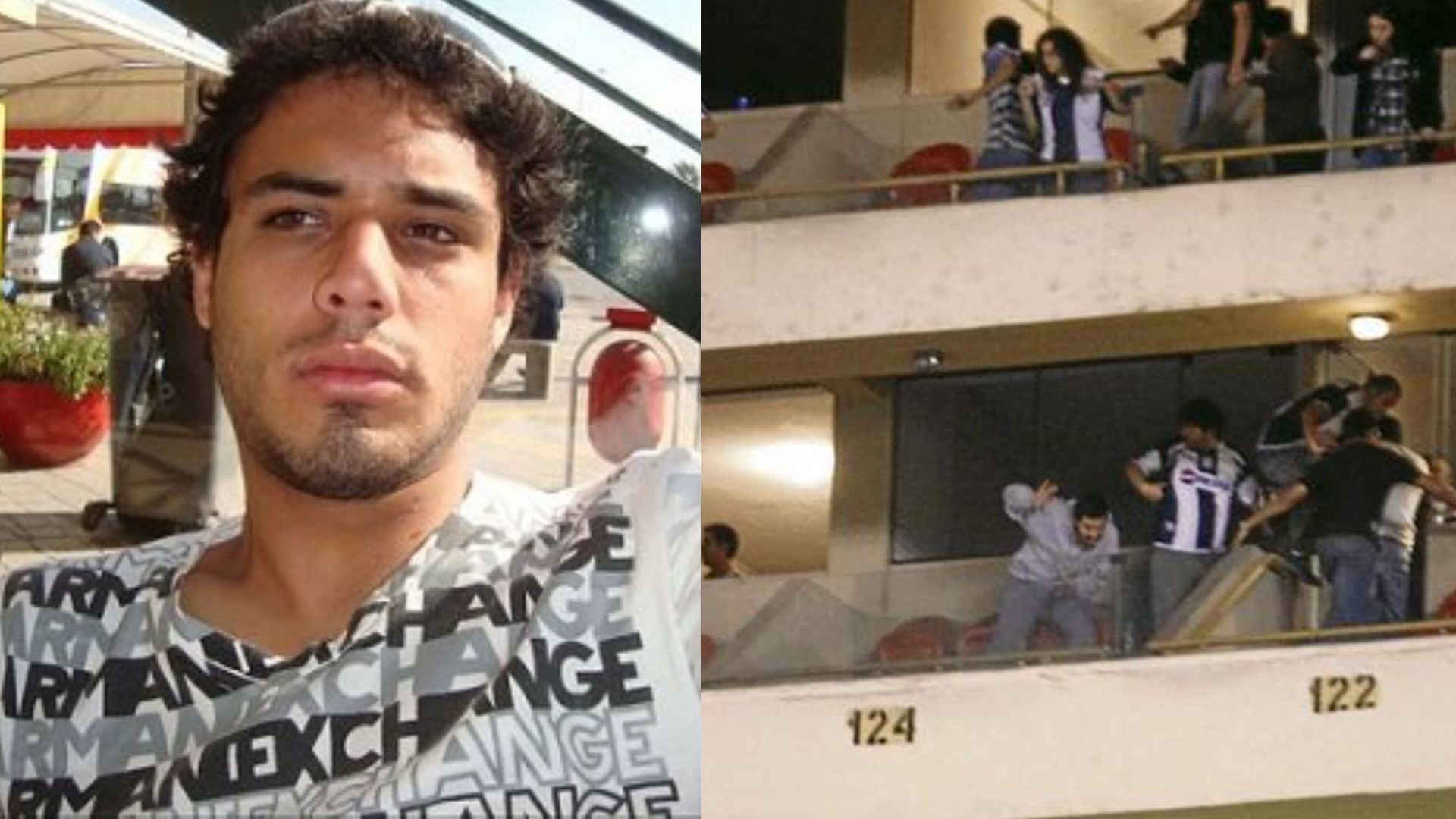 Walter Oyarce fue lanzado desde un palco del estadio Monumental. Fotos: Andina/El Comercio