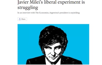 La portada de The Economist sobre Javier Milei