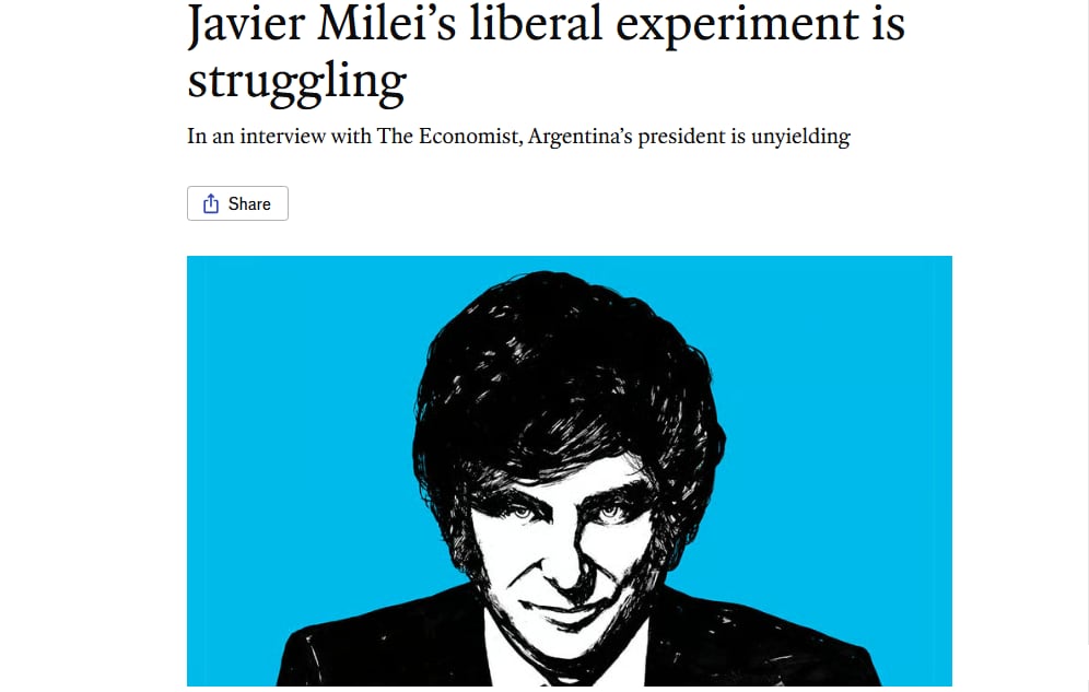 La portada de The Economist sobre Javier Milei