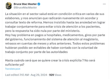 Bruce Mac Maste cuestionó al