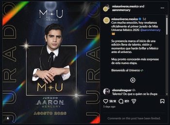 La organización de Miss Universe México 2026 confirmó en sus redes sociales la participación de Aarón Mercury como jurado