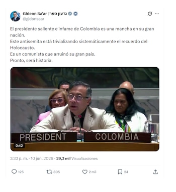 Gideon Sa'ar se despachó contra Gustavo Petro