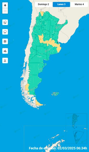 Las alertas amarillas para mañana,