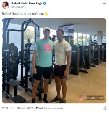 Rafa Nadal ya se encuentra entrenando (@jusvan28)