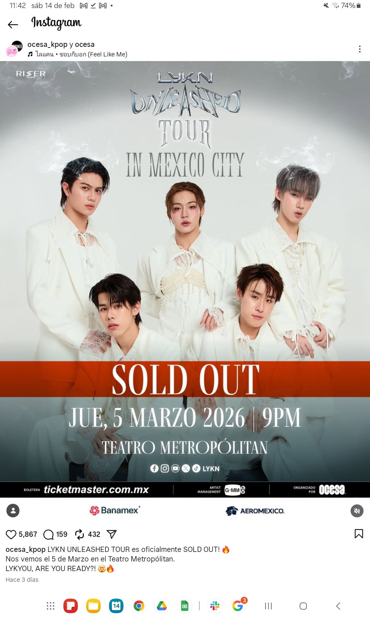 LYKN en concierto. (Instagram - ocesa_kpop)