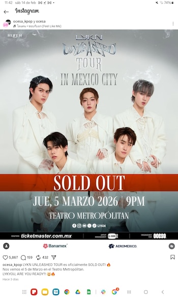 LYKN en concierto. (Instagram -