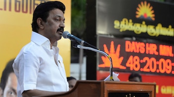 Muthuvel Karunanidhi Stalin en campaña