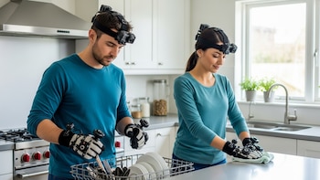 Les pagan por grabarse lavando platos y doblando ropa para entrenar robots humanoides