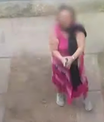 Así fue captada Carlota cuando disparó contra los invasores de la vivienda de su hija. Crédito: Redes Sociales