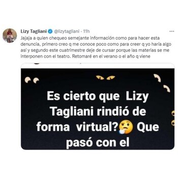 La explicación de Lizy Tagliani