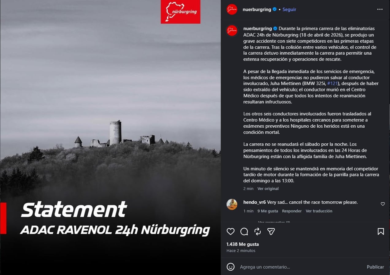 El mensaje en redes en el que confirmaron la muerte del piloto