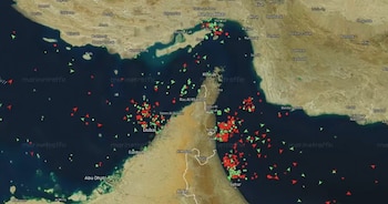 Así está el estrecho de Ormuz este 18 de agosto (captura Reuters/Marine Traffic)
