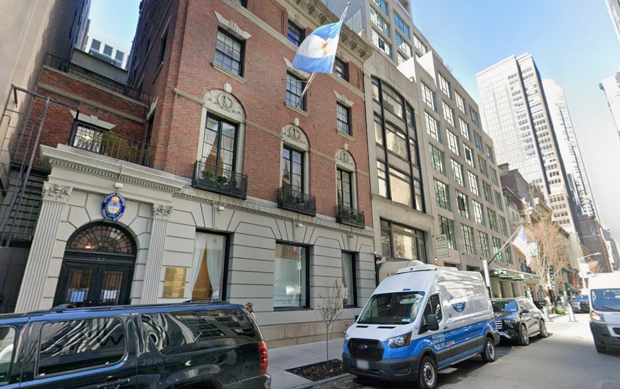 Nueva York inaugurará el 24 de junio “Argentina Way” en el tramo de Manhattan donde funciona el Consulado General argentino (Google Maps)
