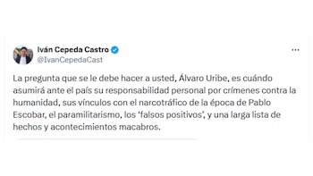 El intercambio entre Iván Cepeda, senador y candidato presidencial, y Álvaro Uribe, exmandatario y líder del Centro Democrático, ha escalado tras declaraciones públicas en redes sociales - crédito @IvanCepedaCast/X