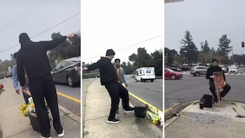 Hombre sin hogar reclama esquina,