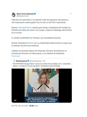 El mensaje de María Corina Machado