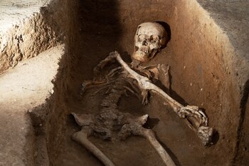 Los restos de un adolescente del siglo XVII en una excavación en el condado de St. Mary (Mary's County, Maryland) (Craig Hudson para The Washington Post)