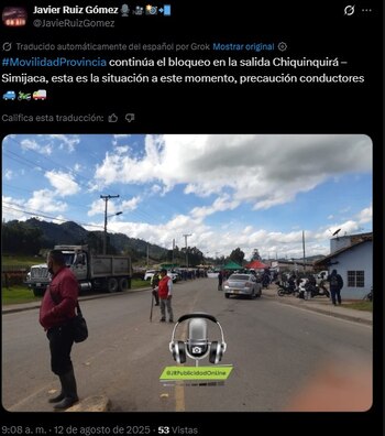 Protestas en Chiquinquirá paralizan movilidad