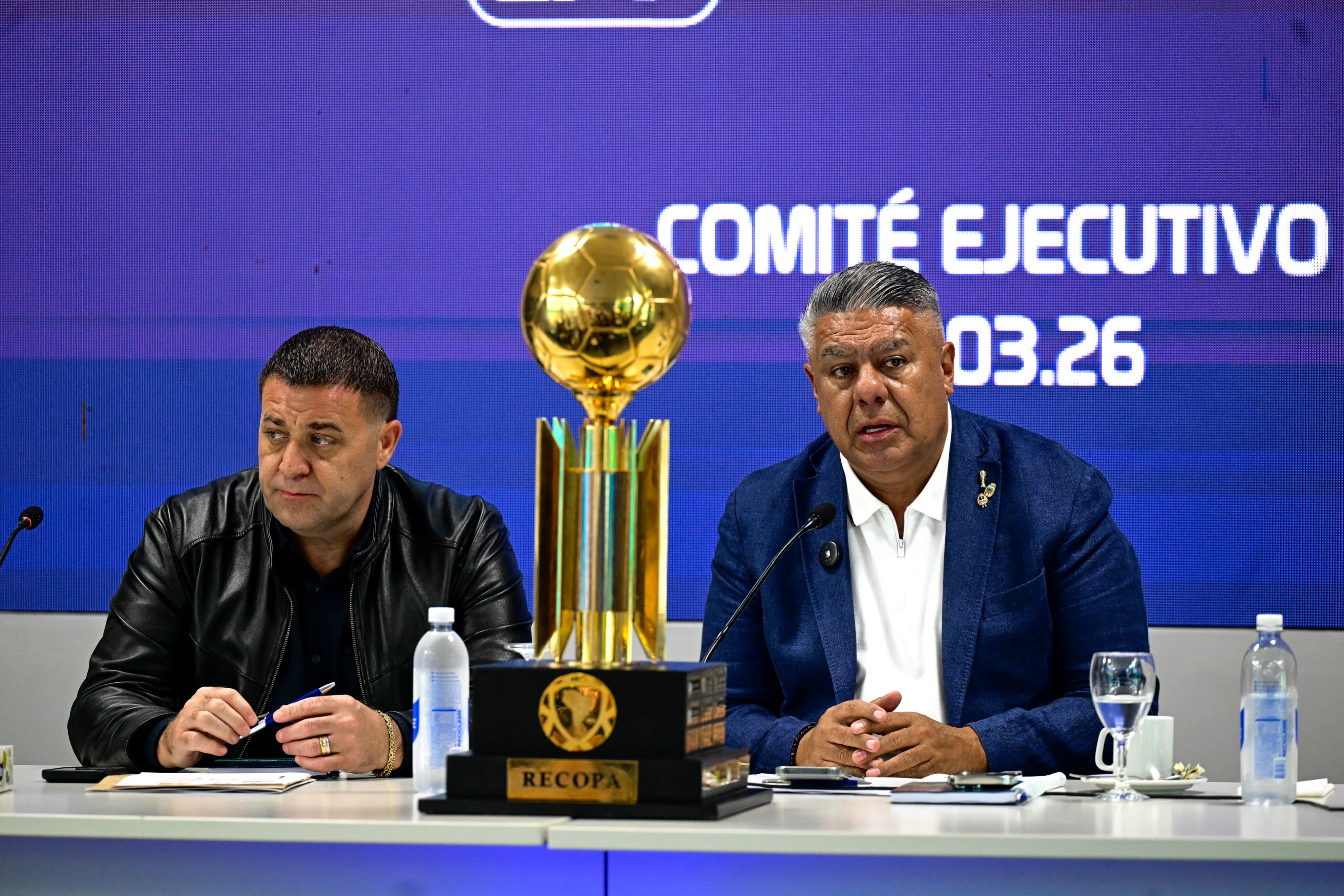 Pablo Toviggino y Claudio Tapia durante la reunión en AFA del Comité Ejecutivo de la Liga Profesional (@AFA)