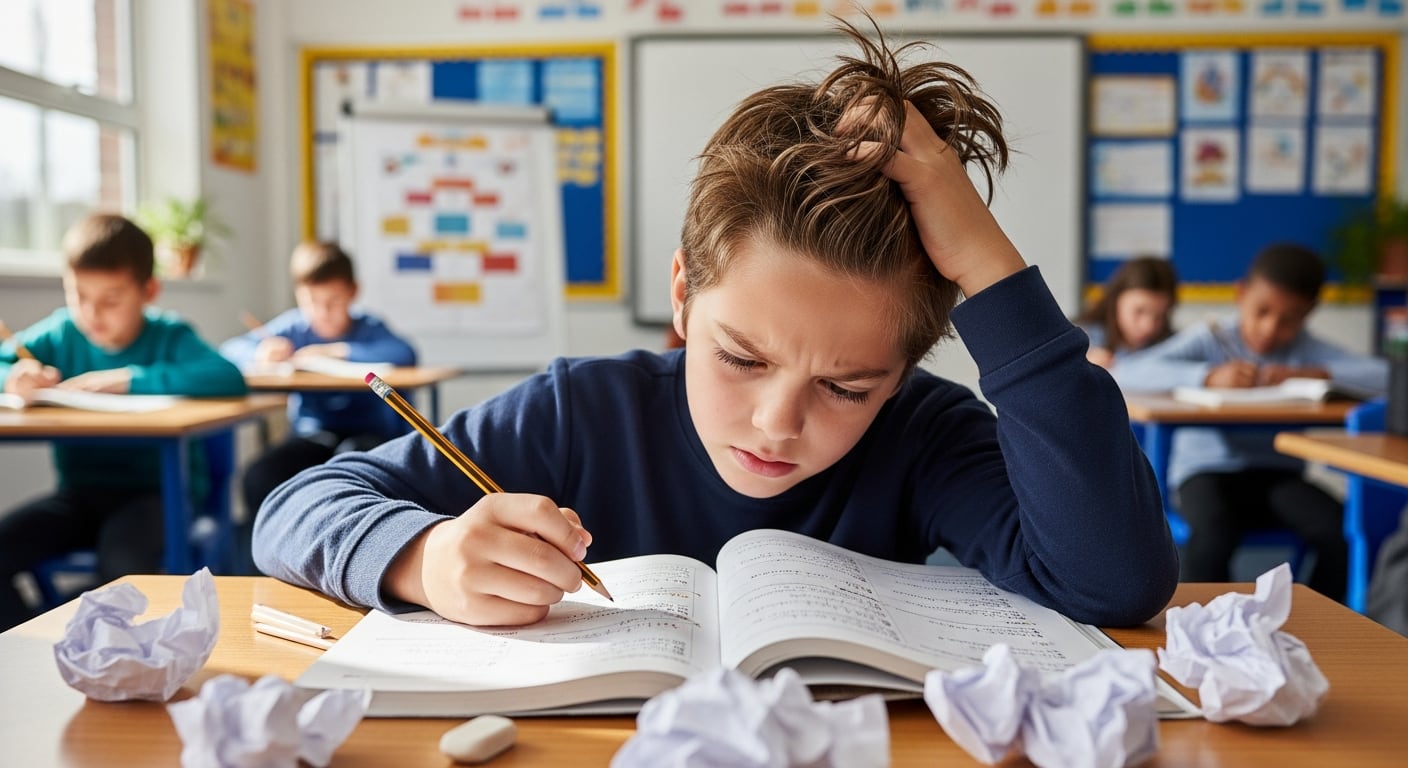 La investigación señala que los niños con dificultades en matemáticas demuestran menor cautela y poca adaptación en sus respuestas ante errores (Imagen Ilustrativa Infobae)