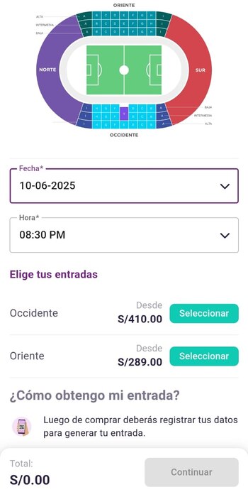 Precios de entradas para Perú